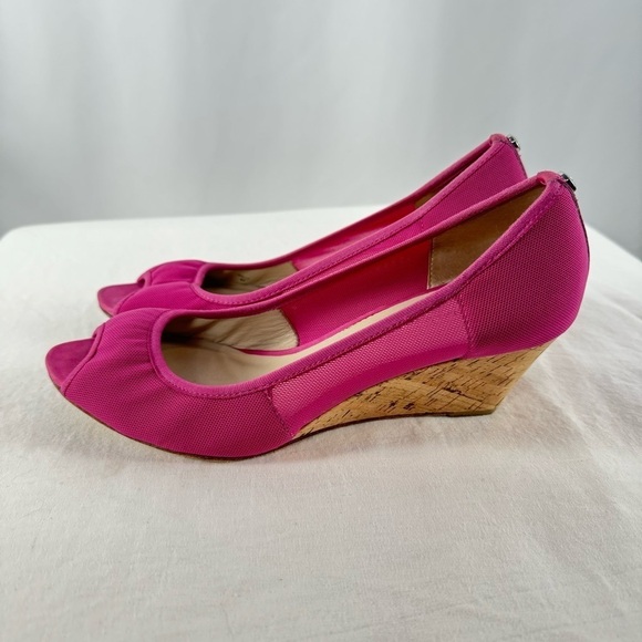 Donald J Pliner Molly Peep Toe Cork Wedge Heels in Pink Size 8 - Picture 5 of 6